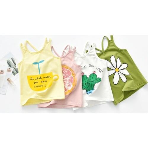 Summer Girls vest Cute Camisole Singlet Underwear Tank Undershirts Cotton Tank Tops for Baby Girl Kids Children Clothing