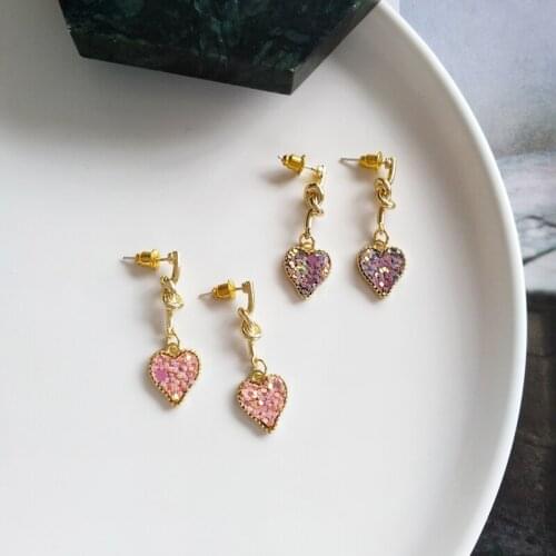Mihan S925 needle Women Jewelry Love Dangle Earrings Popular Design Pink Purple Heart Drop Earrings For Girl Fine Accessories