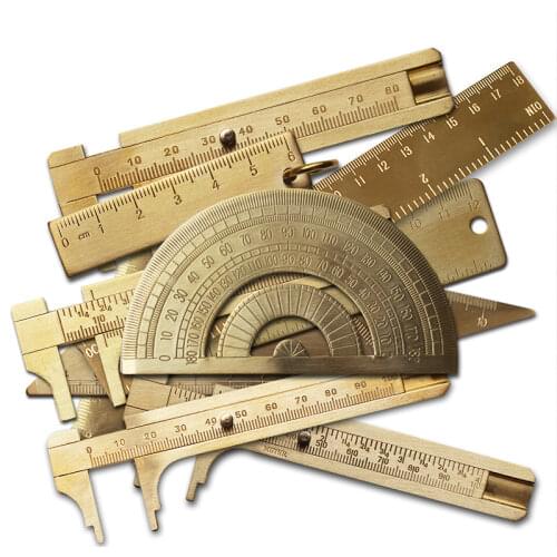 Best 12 Types Mini Solid Brass Caliper/Sliding Vernier/Scale Vintage Ruler,Pocket Portable Measurement Tool Or Bookmark&Gift