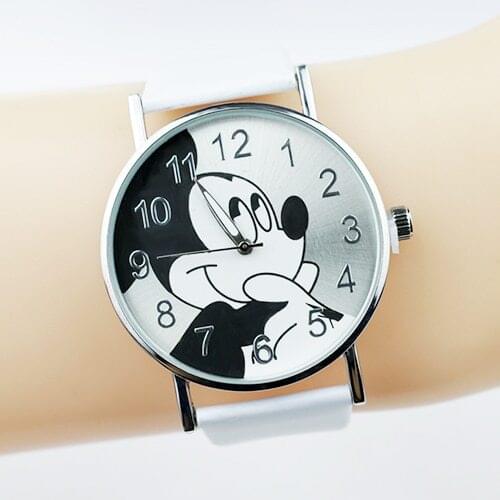 Fashion Minnie Mickey Cartoon Women Watch Leather Strap Cute Childrens Watch Ladies Dress Quartz Watch Boy Girl Gift Reloj
