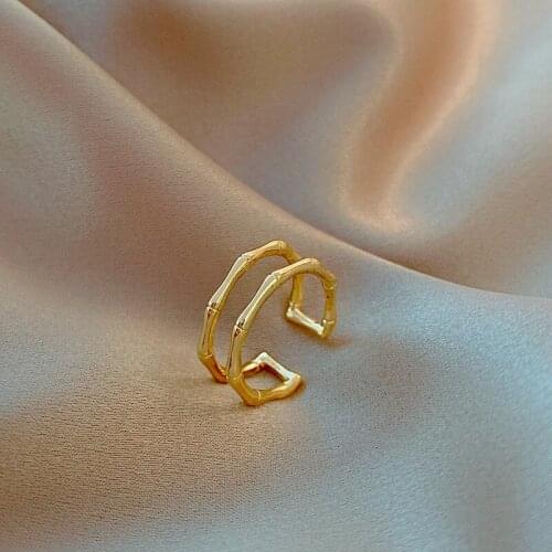 2021 New Creative Double-Layer Gold Slub Design Opening Rings For Woman South Korea Fashion Jewelry Gothic Girls Sexy Ring Set