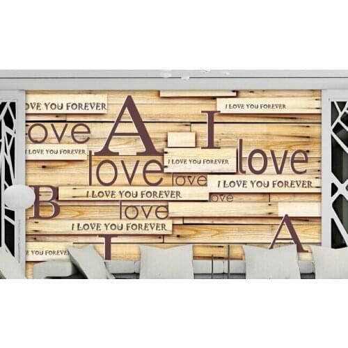 The custom 3D murals,Bar English letter board wood 3D background wall,living room sofa TV wall bedroom wall paper