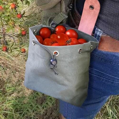 Foraging Belt Bag Leather and Canvas Bushcraft Bag Outdoor Harvest Fruit Vegetable Picking Bag Easy Looping Around Belts Bag