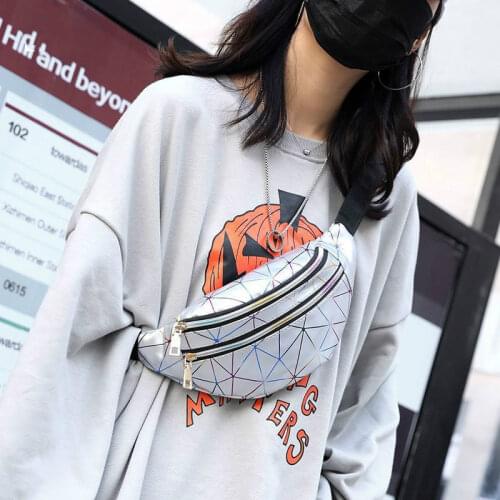 Holographic Fanny Pack Womens Bum Bag Waist Female Bags Kidney Pouch Line Belt Purses Phone Ladies Chest Laser Bag Girls