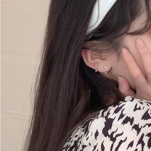 2021 Creative Symbol Luxury Question Mark Stud Exclamation Crystal Rhinestone Tiny Stud Earring Daily Minimalist Ear Jewelry
