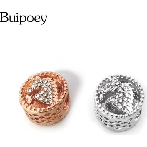Buipoey Fashion Rose Gold Shiny Unicorn Beaded Horse Charm Fit Brands Bracelet Necklace Accessories Original Diy Women Jewelry