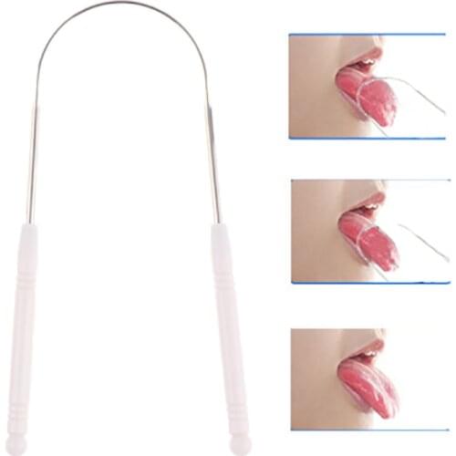 Tongue Scraper Stainless Steel Oral Tongue Cleaner Brush Tongue Toothbrush Oral Hygiene Care Tools