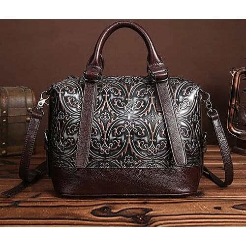 Fashion Women Genuine Embossed Leather Handbag Vintage Trend Casual Female Crossbody Messenger Shoulder Bag Ladies Tote Bags New
