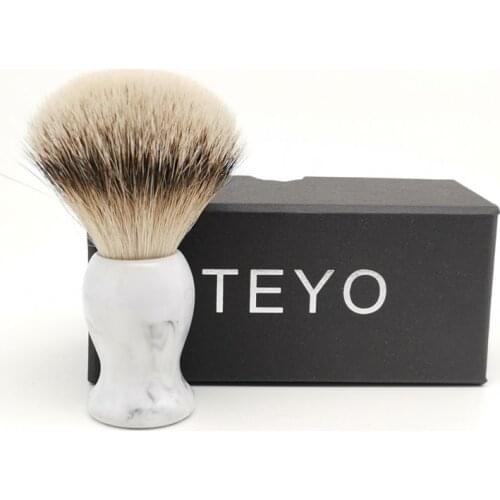 TEYO Super Silvertip Badger Hair Shaving Brush of Landscape Handle With Gift Box Perfect for Wet Shave Soap Safety Razor Beard
