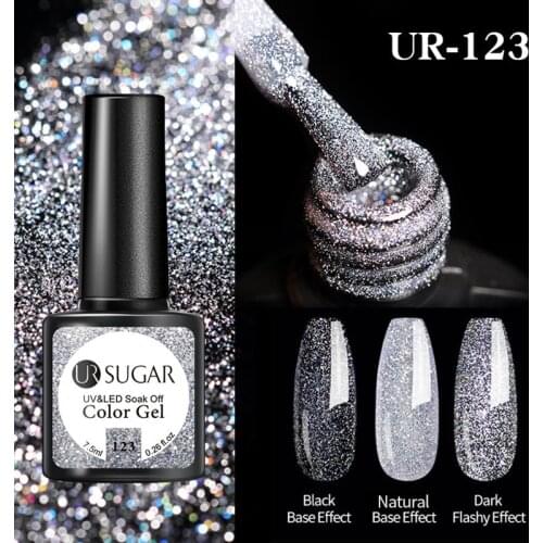 UR SUGAR 7.5ml Reflective Glitter Gel Shiny Rose Red Silver UV Gel Nail Polish Soak Off Colorful Gel Nail Art Decoration