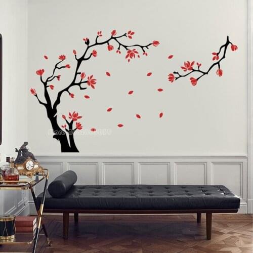 Tree Wall Sticker Vinyl Decal Modern Woodland Family Tree Forest Nature Cherry Blossoms Baby Room Home Design Decoration LL2501