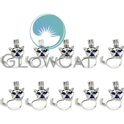 10x K941 Pet Cat Beads Cage Pendant Perfume Essential Oil Diffuser Pearl Cage Locket Pendant