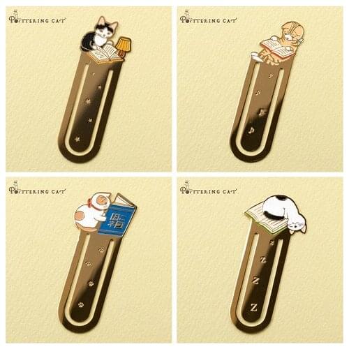 4PCS/LOT 4 Style mini clover bookmark cute pottering cat metal bookmarks for book holder gift school supplies papelaria