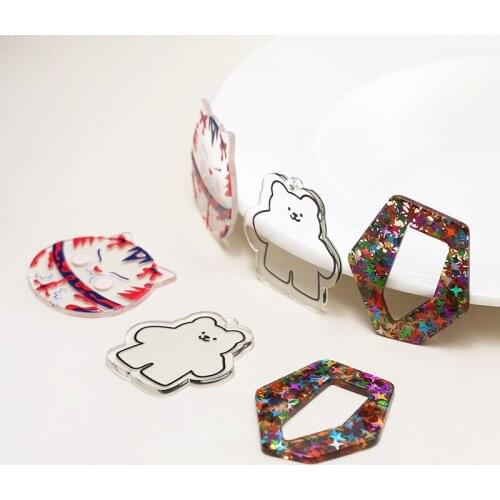 4pcs Cute cartoon transparent fashion earrings trend 2020 acrylic pendant diy jewelry decoration pendant keychain material