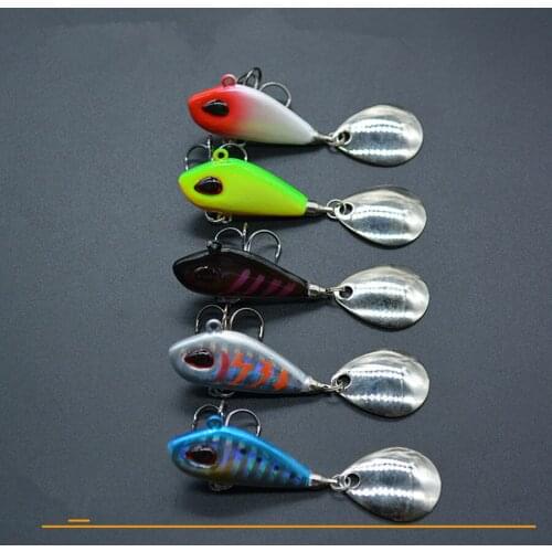 5Pcs*6g10g17g 25g Carp Fishing Bait Lead Fish Lure Treble Hook Spoon Rotate Crankbait Spinner Sequins Jig Metal Fish