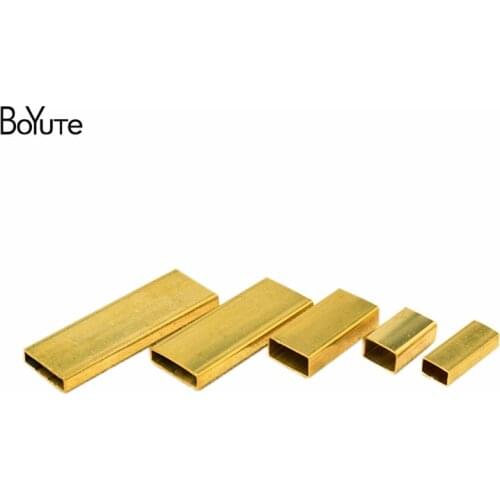 BoYuTe (100 Pieces/Lot) 6 Sizes Metal Brass Square Flat Tube Beads Diy Accessories Parts for Jewelry Making