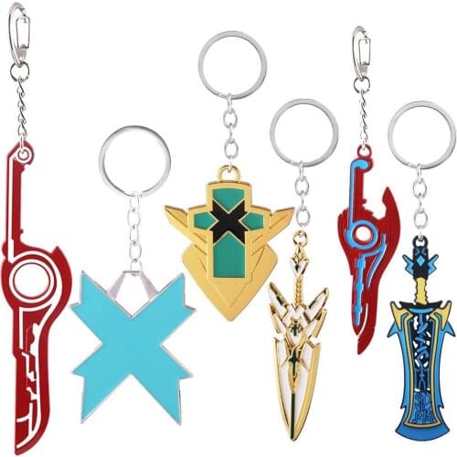 Game Xenoblade Chronicles Shulk Momado Mythra Hikari Pyra Homura Rex Niyah Sword Alloy Keychain Keyring Key Chain Accessories