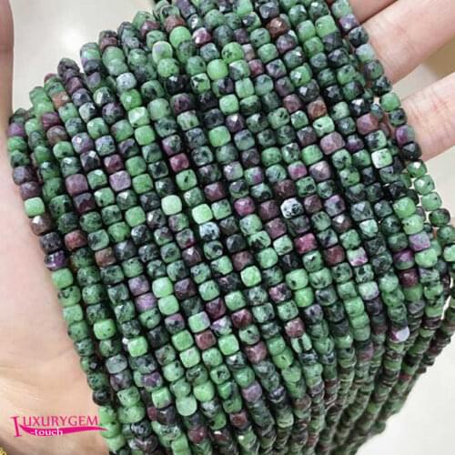 Natural Multicolor Zoisite Stone Loose Beads High Quality 4mm Faceted Square Shape DIY Gem Jewelry Accessories 38cm a3507