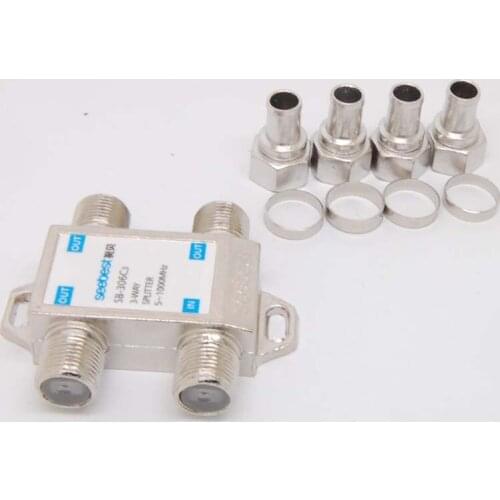 Free shipping3WAY CABLE TV SPLITTER 5-1000MH Digital Analogue Satellite Coaxial Out Connector Free shippingnew