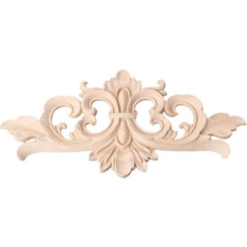 Wood Carved Corner Onlay Applique Frame Decoration Furniture Unpainted Home