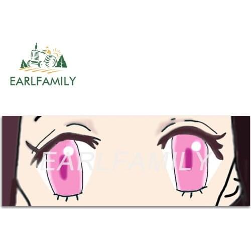 EARLFAMILY 13cm x 4.7cm for Demon Slayer Nezuko Eyes Anime Car Stickers Campervan Decal Graffiti Funny Waterproof Sunscreen