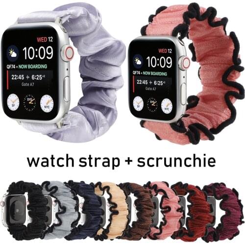 Elastic Fabric Band for Apple Watch 38mm 40mm 42mm 44mm Strap Women Girls Scrunchies Bracelet for iWatch Series 1 2 3 4 5 6 SE