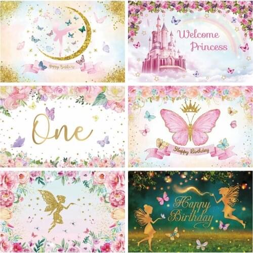 Yeele Dreamlike Butterfly Pink Blooming Tree Painting Photography Backdrop Photographic Decoration Backgrounds For Photo Studio