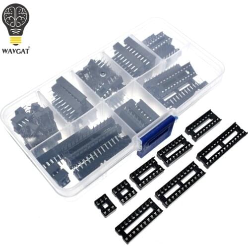 66PCS/Lot DIP IC Sockets Adaptor Solder Type Socket Kit 6 8 14 16 18 20 24 28 Pin DIP-8 16-Pins DIP8 DIP16 IC Connector