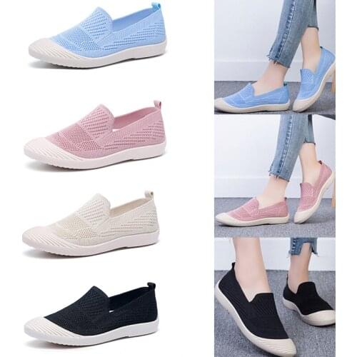 Women Casual Shoes Light Sneakers Breathable Mesh Summer Knitted Vulcanized Shoe Outdoor Slip-On Sock Footwear New Autumn 2021
