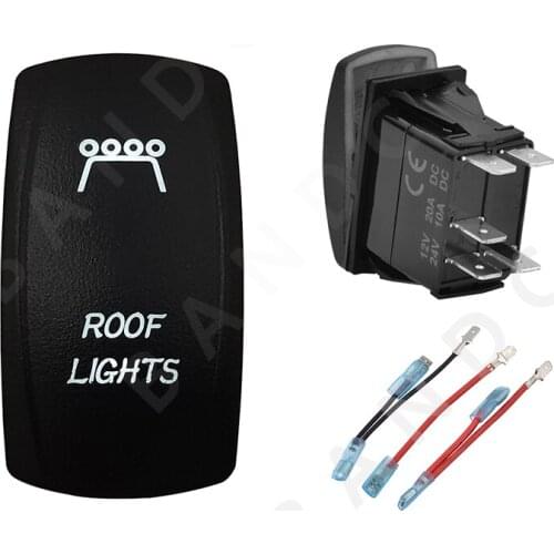 ROOF LIGHT Rocker Switch 5P ON-OFF SPST White Led Light Toggle Switch for Car Boat Carling RV SUV Van，Jumper Wire，Auto Accessory