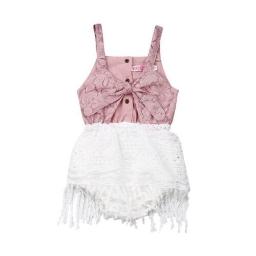 Summer Newborn Baby Girls Clothes Lace Tassel Bodysuit Jumpsuit Outfits Lovely Girl Sleeveless Clothing Bodysuits