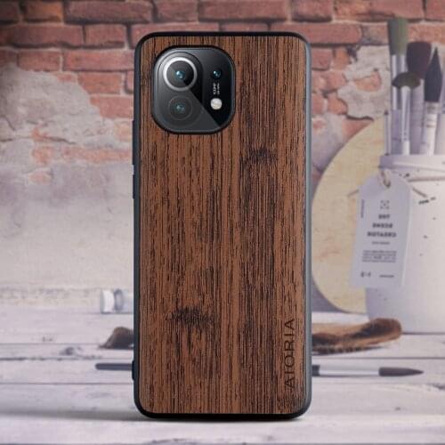 For Xiaomi Mi 11 Ultra Lite Redmi Note 10 Pro Max Note POCO M3 K40 9T 9A 9AT 9C Case Wood Texture Matte PU Leather Cover Funda