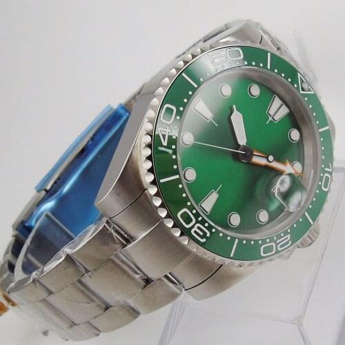 40mm Sapphire Glass MIYOTA 8215 Automatic Mens Watch Green Dial oyster Strap Date Indicator Watch Case Wristwatch
