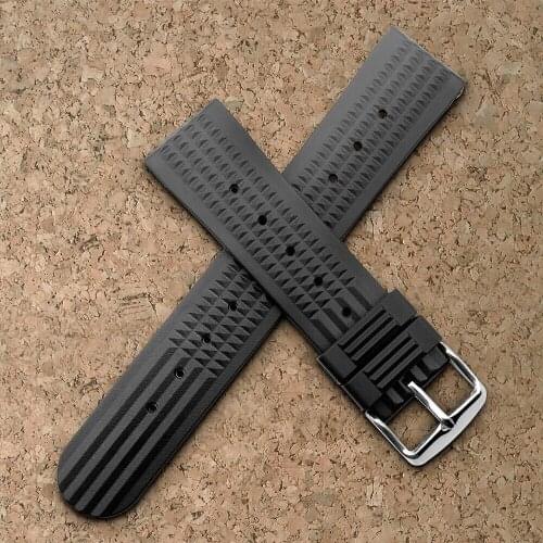 Black Blue For Sharkey MM300 SBDX001/012/01 6105 SOFT Rubber Waffle Watch Band 20MM 22MM DIY Replace
