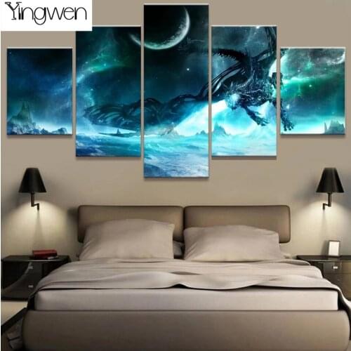 5 Piece Lich King Dragon Pictures Game Diy Diamond Painting Cross Stitch Kit Full Drill Mosaic Embroidery Multi Panel Home Decor