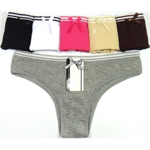 Underwear Women Sexy Low-rise Panties Thongs Stain Striped Waist G Strings Cotton Female Sexy Lingerie G String Panty