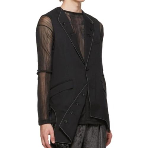 S-7XL!!2020 Designers Dark and Simple European and American men sleeveless irregular waistcoat fashion versatile vest