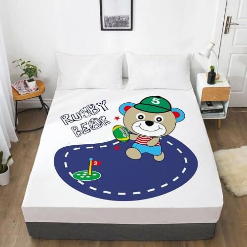 Animal Cartoon Kids Elastic fitted sheet bed sheet With An Elastic Band 150x200 Mattress Cover Bed cover for children baby bear