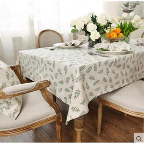 Country Style Leaves Print Tablecloth Linen Cotton Multifunctional Wedding Home Decor Rectangle Table Cover Table Cloth