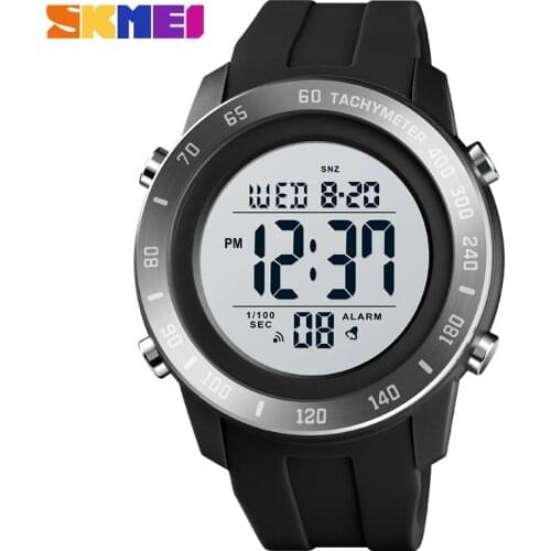 SKMEI Men Digital Watch Big Dial Sport Watch Men Silicone Strap Two Time LED Waterproof 5Bar Chronograph Men Wristwatches 1524