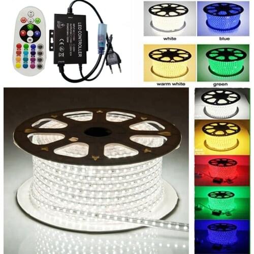 Bluetooth LED Strip AC220V RGB Tape AC110VSMD 5050 LED Flexible Ribbon White color For Hone Decoration+3Pcs Bluetooth Controller
