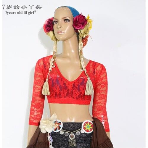 Belly Dance Top Ats Tribal Lace Choli Drop Long Sleeve Womens Costume BNN16 20