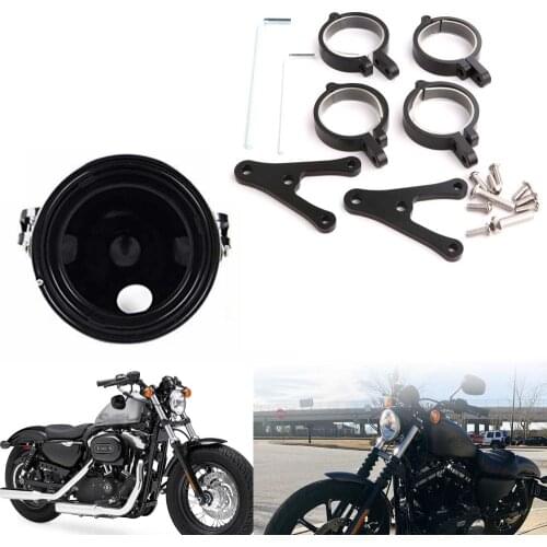 Universal Motorcycle 7 inch Headlight Housing Mount Brackets Headlamp Holder Adjustable On Both Sides Of The Bracket