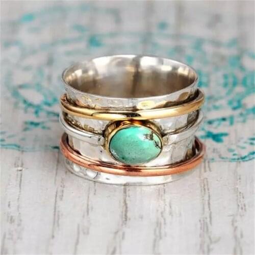 Vintage Natural Stone Rings For Women Men Turquoises Finger Ring Party Wedding Boho Jewelry Fashion Accessories Gifts
