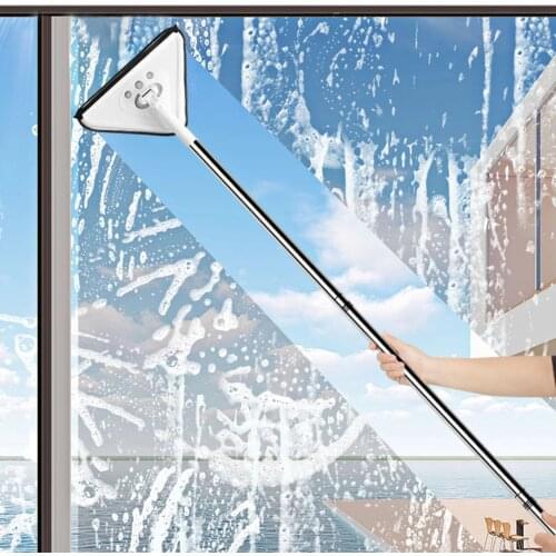 Rotating Triangle Retractable Cleaning Mop Retractable Glass Cleaner Ultrafine Fiber Easy Installation Storage Cleaning Dust Mop