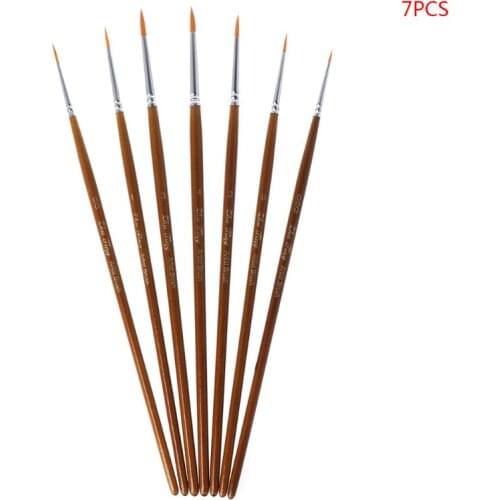 High quality 7pcs/set Professional Detail Paint Brush Fine Pointed Tip Miniature Brushes For Acrylic Watercolor Oil Drawing Kits