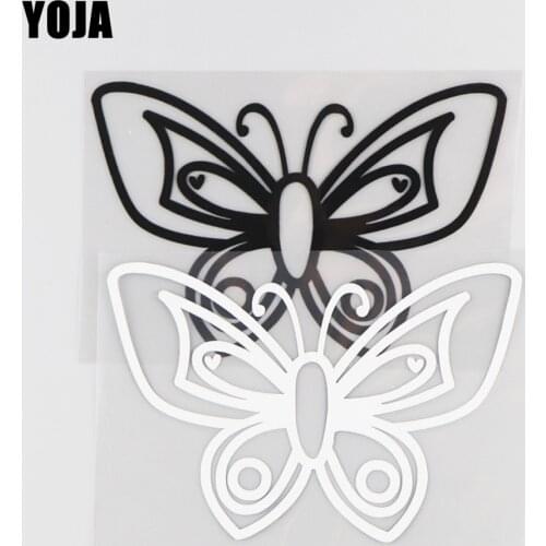 YOJA 12.7×8.4CM Cartoon Beautiful Moth Animals Vinyl Decal Car Stickers Pattern Black/Silver 19C-0217