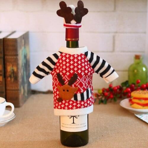 1set Elk Wine Bottle Cover Gift Holders wine bottle cover Xmas Decor Christmas table decoration