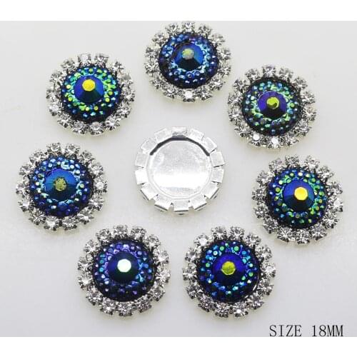 10pcs/Lot Silver Inside 12mm Round Resin Flatback Rhinestones Button Diy Accessories Wedding Invitation Decor Shiny