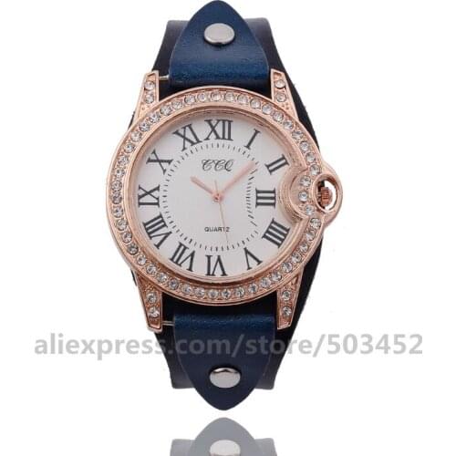 100pcs/lot CCQ 920036 Leather Belt Woman Watch Fashion Factory Price Rhinestones Wrist Watch Relogio Feminino Gift